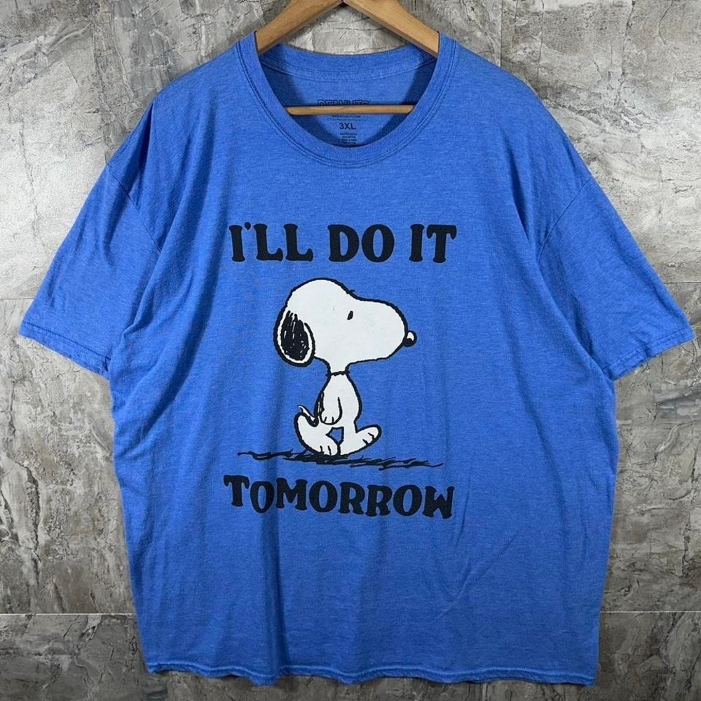 Peanuts Snoopy ill do it tomorrow blue graphic tee shirt men's Size 3XL #snoopy